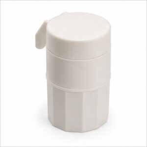 White plastic pump dispenser with a faceted, hexagonal base, typically for lotion or shampoo