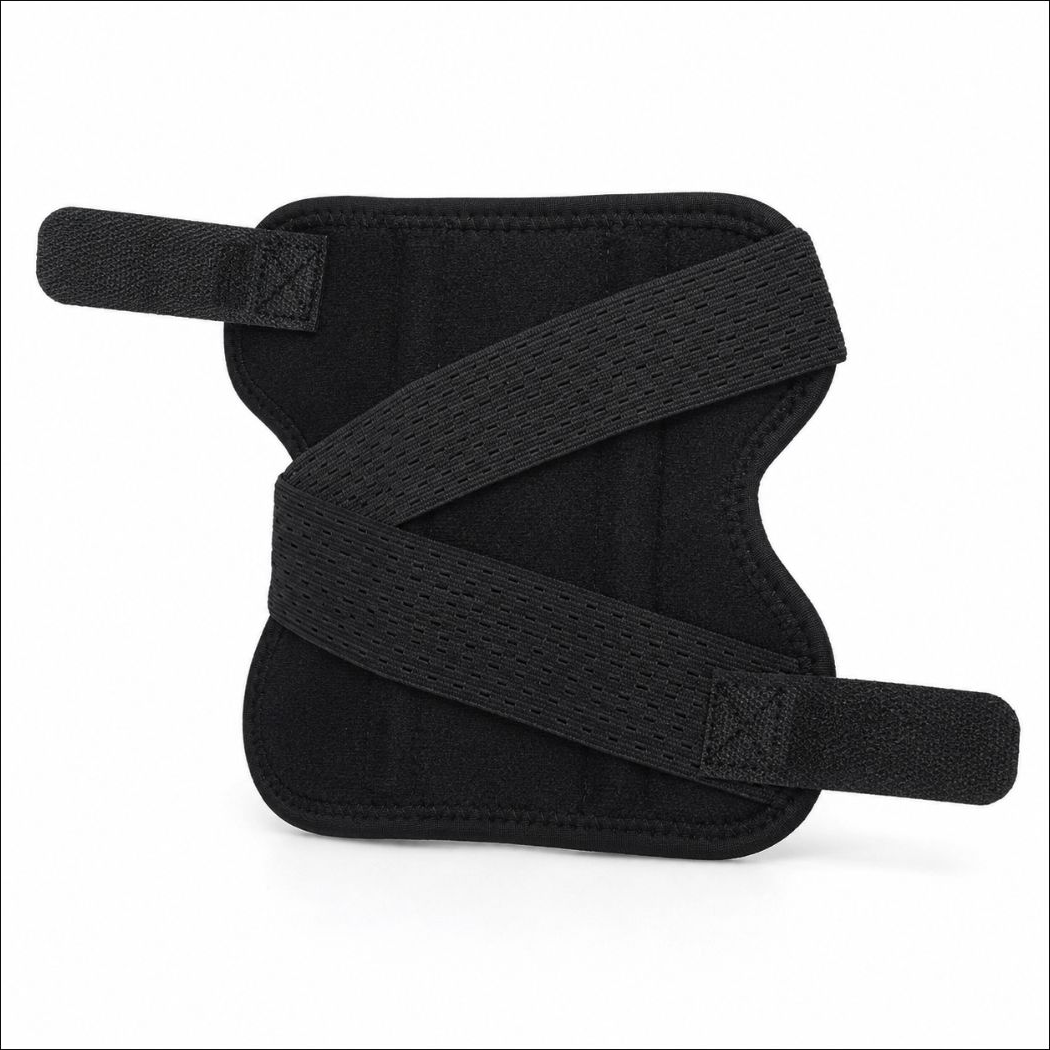 dog-hock-brace-basic-xl-rxw-691 - XCura Mobile Vet Black neoprene wrist support with crisscross Velcro straps for stabilizing the wrist joint.